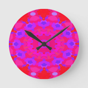 Purple, Pink and Orangenberg Runde Wanduhr