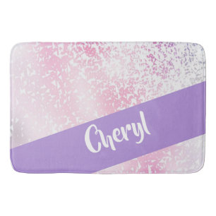 Purple, pink and white schatten glitter badematte