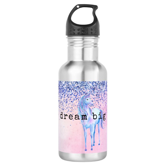 Purple Pink Blue Schatten Unicorn Glitter Edelstahlflasche (Vorderseite)