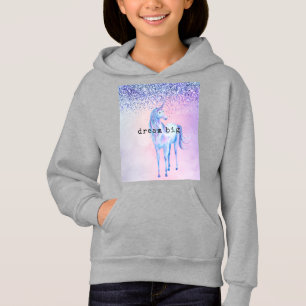 Purple Pink Blue Schatten Unicorn Glitter Hoodie