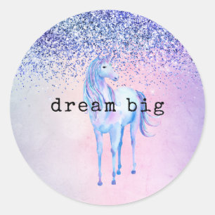 Purple Pink Blue Schatten Unicorn Glitter Runder Aufkleber