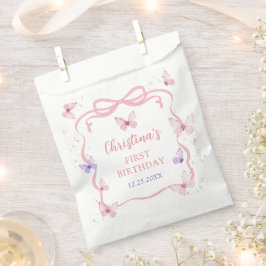 Purple Pink Bow Butterfly Birthday Party Geschenktütchen