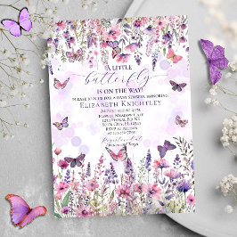 Purple Pink Butterflies & Wildflowers Baby Shower Einladung