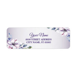 Purple Pink Floral Golden Wedding Return Address 