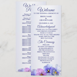 Purple Pink Lilac Pansy Floral Rustic Wedding Programm