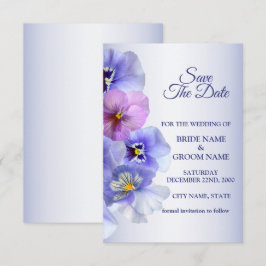 Purple Pink Lilac Pansy Floral Rustic Wedding Save The Date