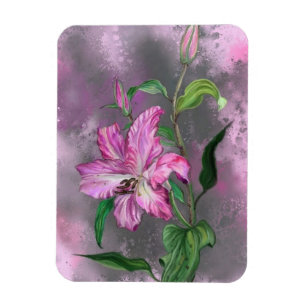 Purple Pink Lily Flower Painting Magnet