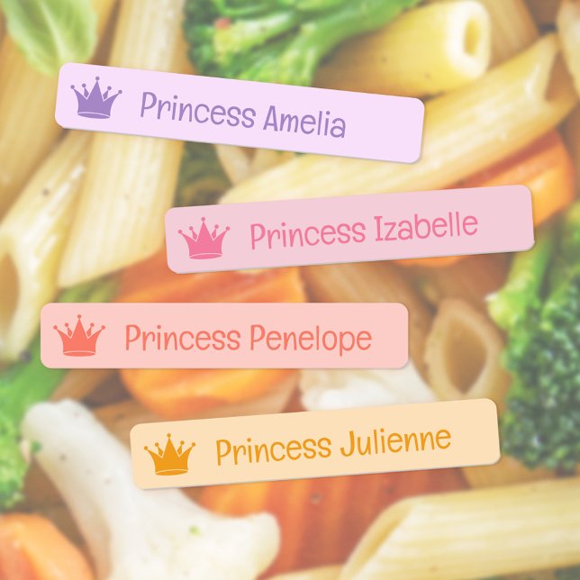 Purple Pink Peach Yellow Princess Crown Name Etiketten (Von Creator hochgeladen)