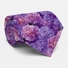 Purple Pink Peony Floral Pattern Krawatte