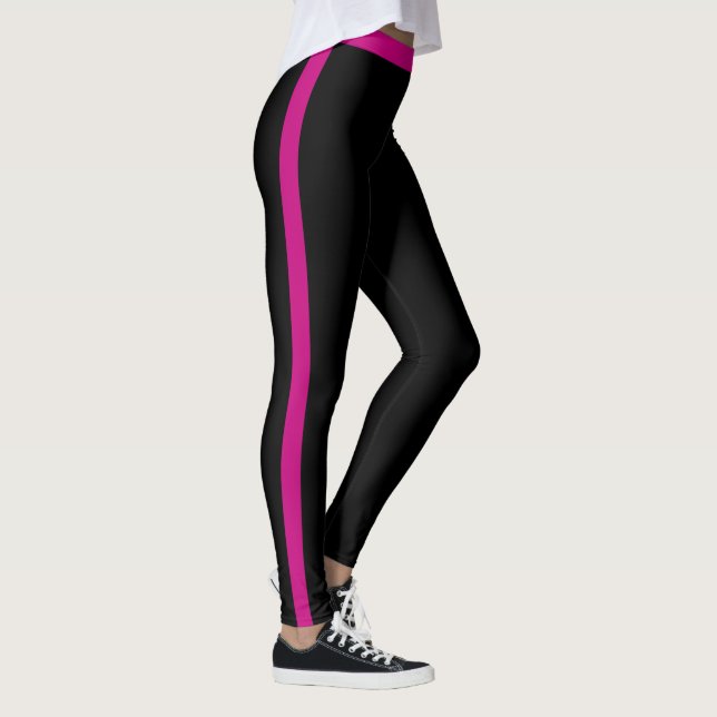 Purple Pink Side Stripe Black Leggings (Rechts)