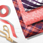 Purple & Pink Tartan Plaid Christmas Typography Geschenkpapier Set<br><div class="desc">Bold, modern, and festive three-sheet Christmas wrapping paper set. Design features three complementing pattern designs With two different plaid patterns and one sheet designed with Christmas typography with different festive words for the holidays arranged together to create a fun Christmas typographic pattern design. Original designs and pattern artwork by Moodthology...</div>