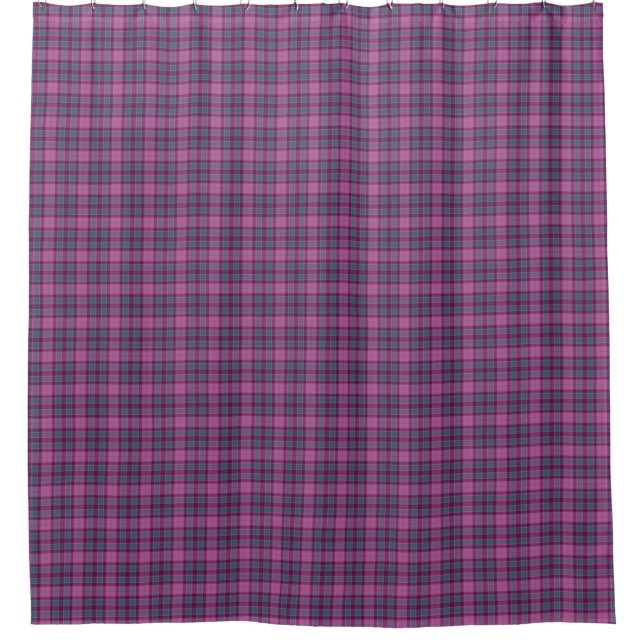 Purple Pink Teal Tartan Plaid Shower Curtain Duschvorhang (Vorderseite)