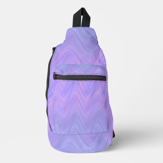 Purple Pink Wavy Lines Pattern Crossbody Bag (Vorderseite)