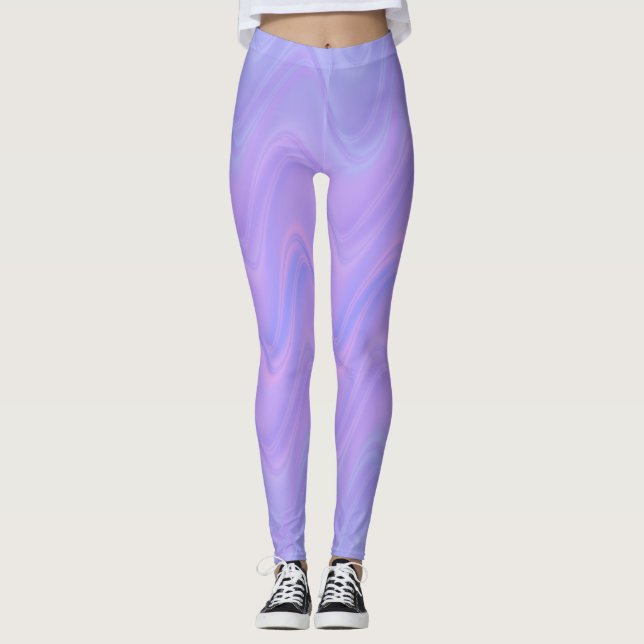 Purple Pink Wavy Lines Pattern Leggings (Vorderseite)