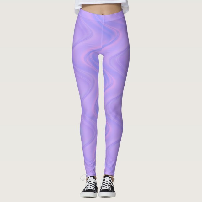 Purple Pink Wavy Lines Pattern Leggings (Vorderseite)