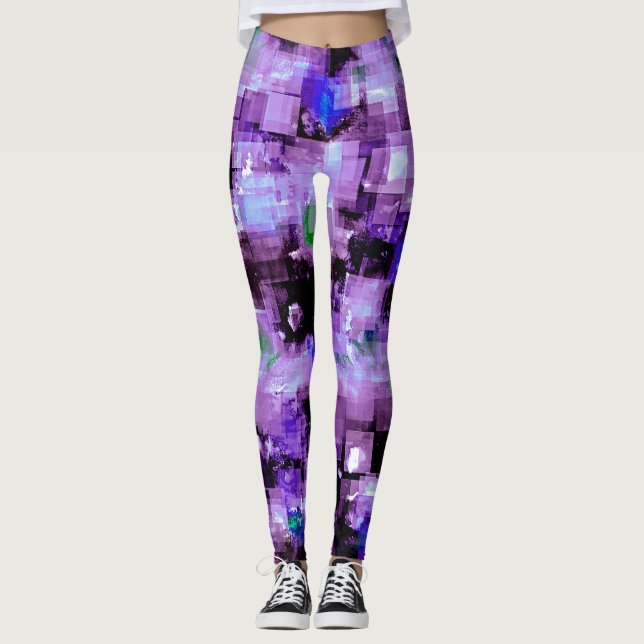 Purple Pixelated Leggings (Vorderseite)
