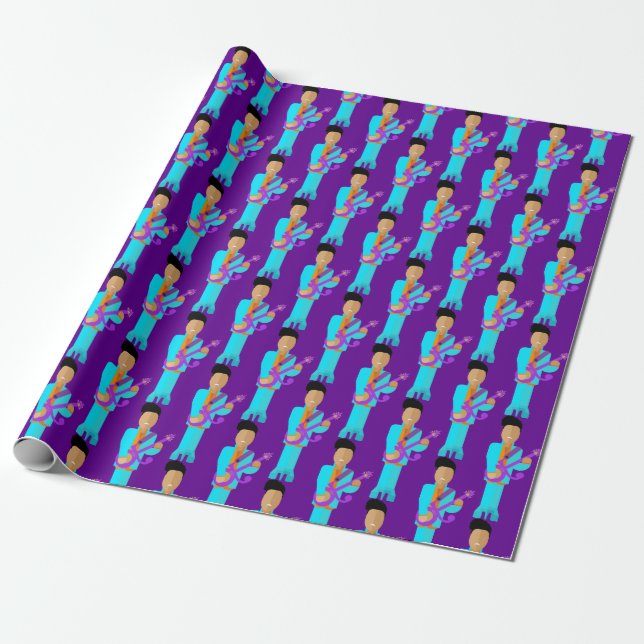 Purple Pixie – Funk Legend Pattern Wrapping Paper Geschenkpapier (Ungerollt)