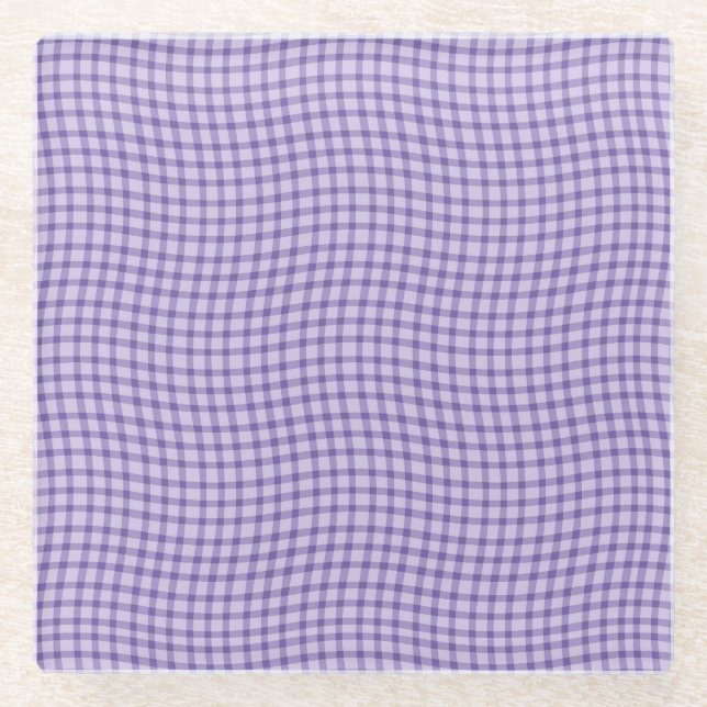 Purple Plaid Checker Seamless Pattern Glasuntersetzer (Vorderseite)