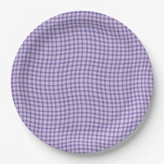 Purple Plaid Checker Seamless Pattern Pappteller (Vorderseite)