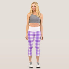 Purple Plaid Pretty Pastel Capri Leggings