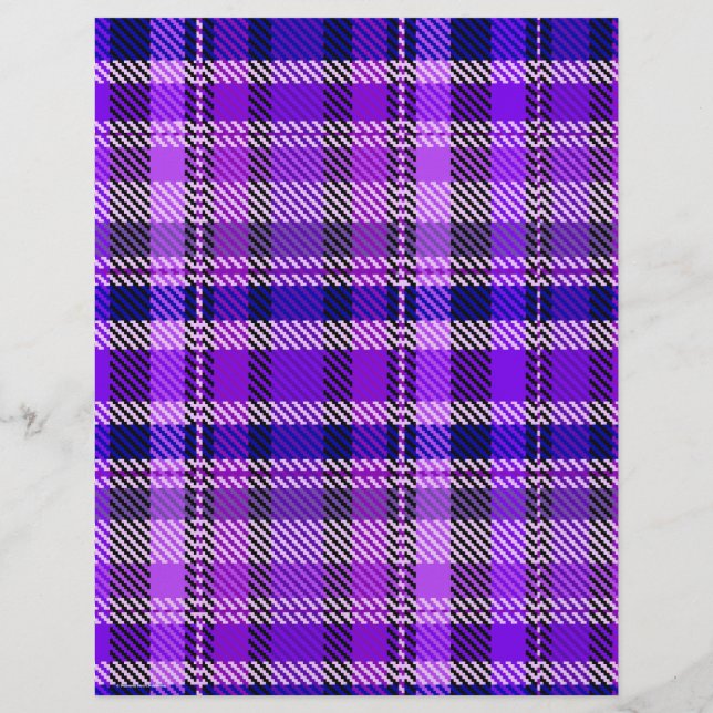 Purple Plaid Scrapbook Paper 2-Sided Page (Rückseite)