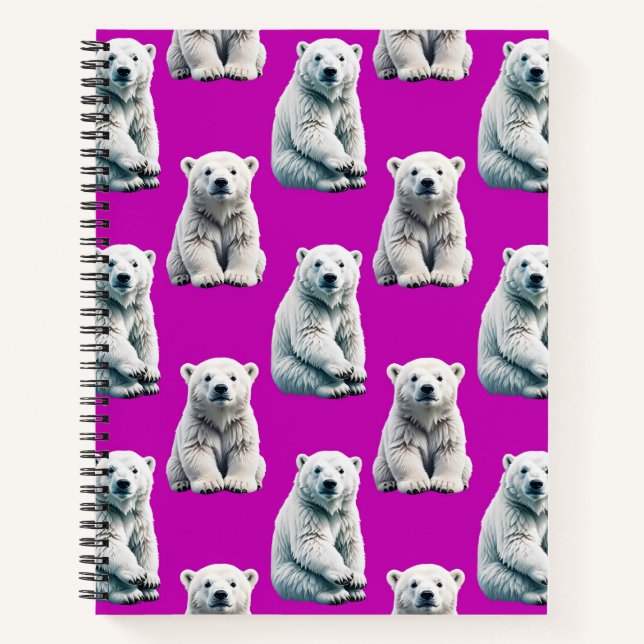Purple Polar Bear Pattern Design  Notizbuch (Vorderseite)