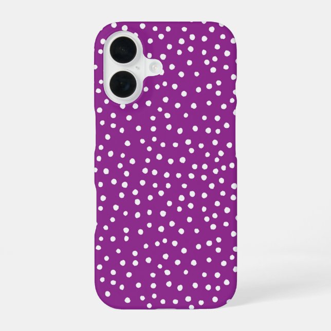 Purple Polka Dot Pattern Phone Case iPhone 16 Hülle (Rückseite)