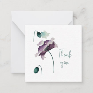 Purple Poppy Thank You Flat Notecard Mitteilungskarte