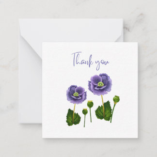 Purple Poppy Thank You Flat Notecard Mitteilungskarte