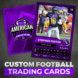 Purple Pro American-Football-Spieler-Sammelkarte Telefonnummerkarte