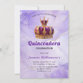 Purple Quinceanera Princess Crown Birthday Party Einladung