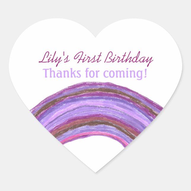 Purple rainbow 1st birthday sticker (Vorderseite)