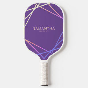 Purple Rainbow Geometric Personalized Name Pickleball Schläger