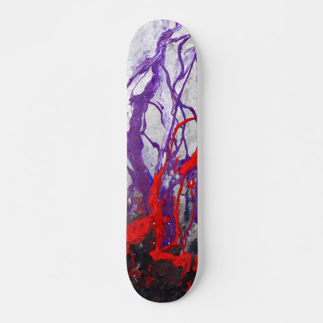 Purple Red Marble Vein Abstract Skateboard (Vorne)