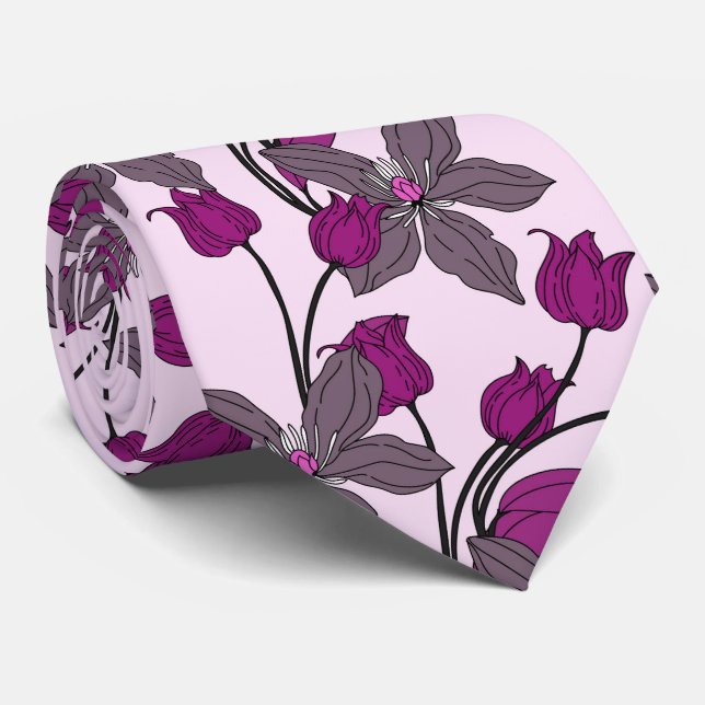 Purple retro ethnic elegant flower pattern krawatte (Gerollt)
