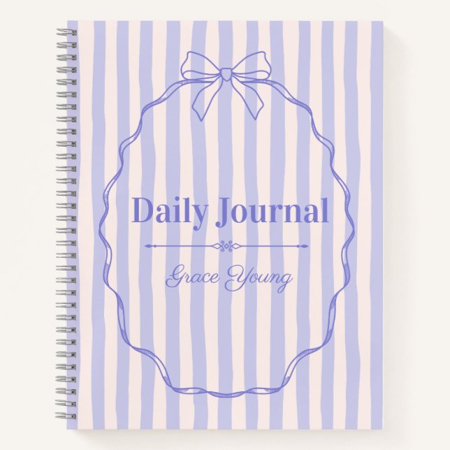 Purple Ribbon Elegant Personalized Name Custom Notizbuch (Vorderseite)