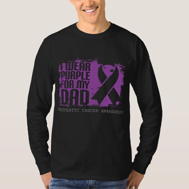 Purple Ribbon Fighter Dad Pancreatic Cancer T-Shirt (Vorderseite)