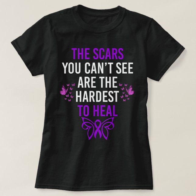 Purple Ribbon Hardest To Heal Domestic Violence Aw T-Shirt (Design vorne)