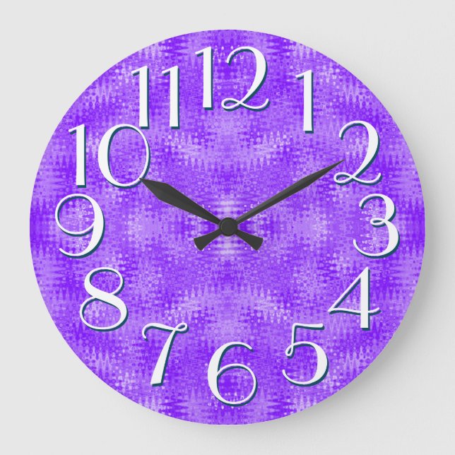 Purple Ripple Pattern Elegant Oversize Große Wanduhr (Vorderseite)