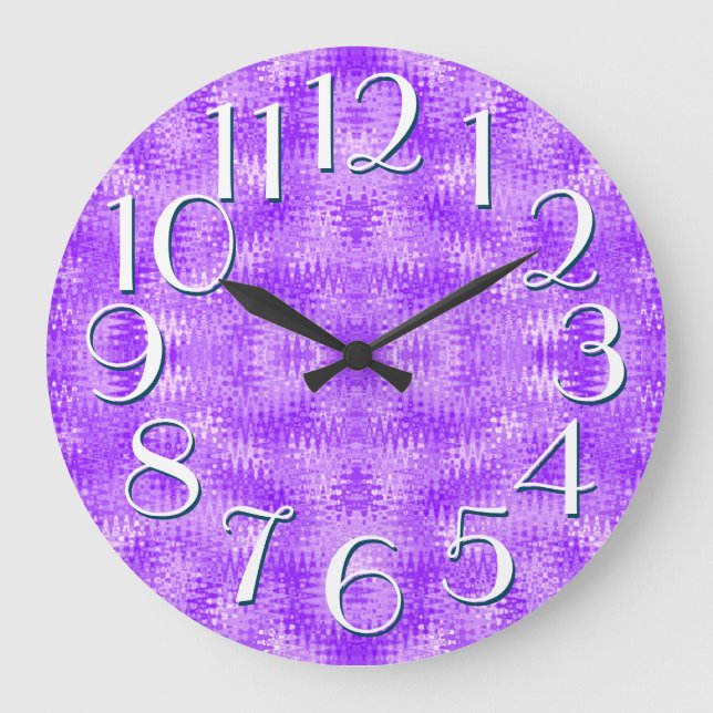 Purple Ripple Pattern Elegant Oversize Große Wanduhr (Vorderseite)