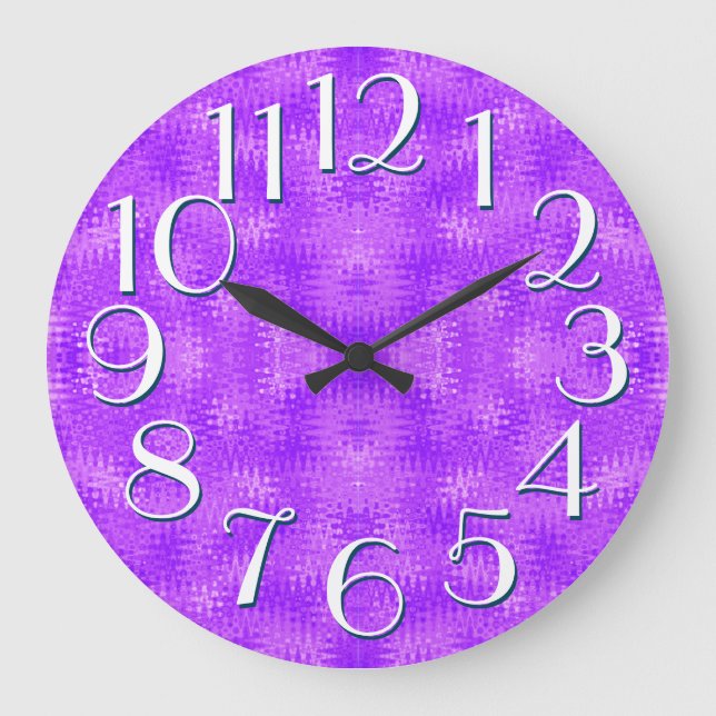 Purple Ripple Pattern Elegant Oversize Große Wanduhr (Vorderseite)