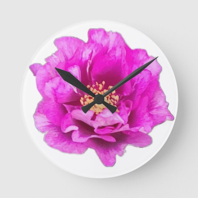 Purple Rose Clock Runde Wanduhr (Vorderseite)