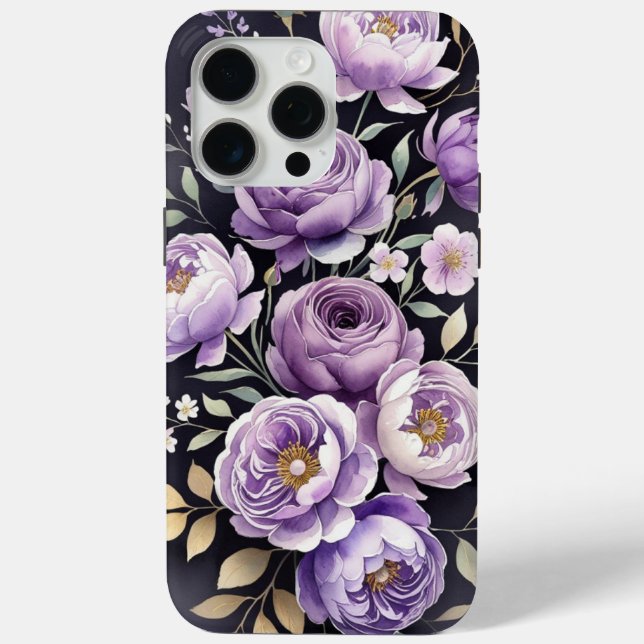  Purple & Rose Floral Watercolor Phone Case (Rückseite)