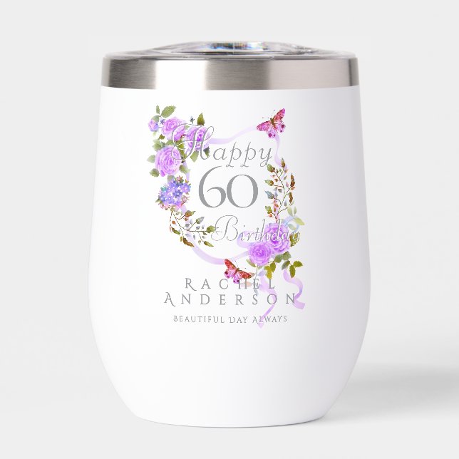 Purple Rose Ribbon 60th Birthday (Vorderseite)