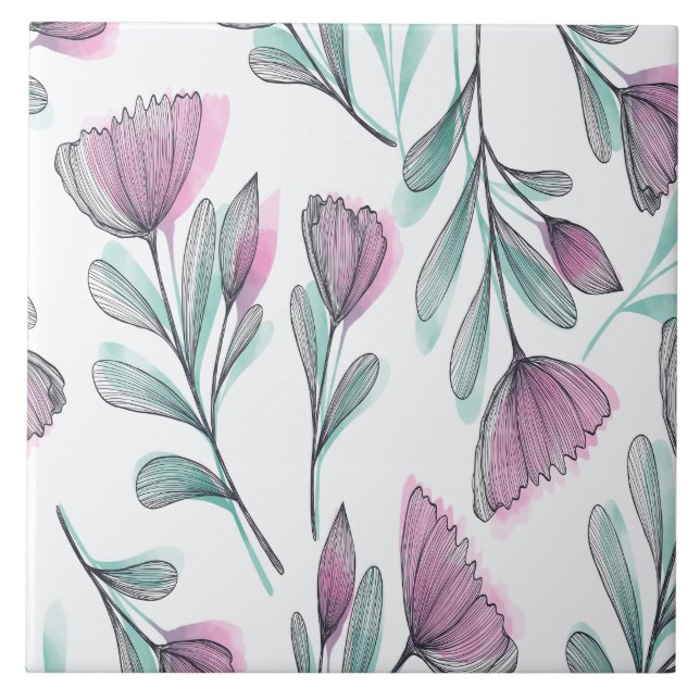 Purple Roses Fliese (Vorderseite)