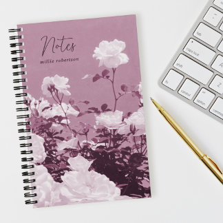Purple Roses Floral Garden Custom Spiral Notebook Notizbuch