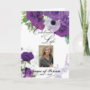 Purple Roses Funeral Program Programm