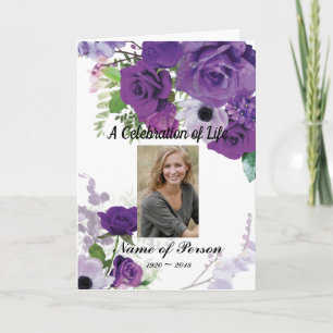 Purple Roses Funeral Program Programm