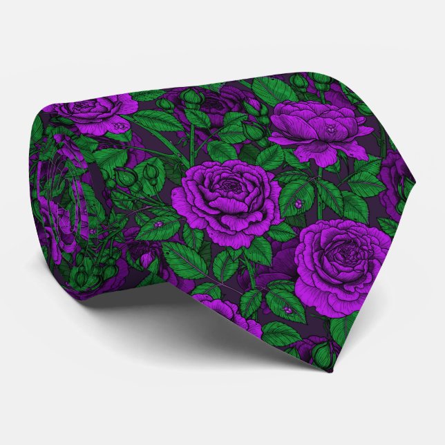 Purple Roses Krawatte (Gerollt)