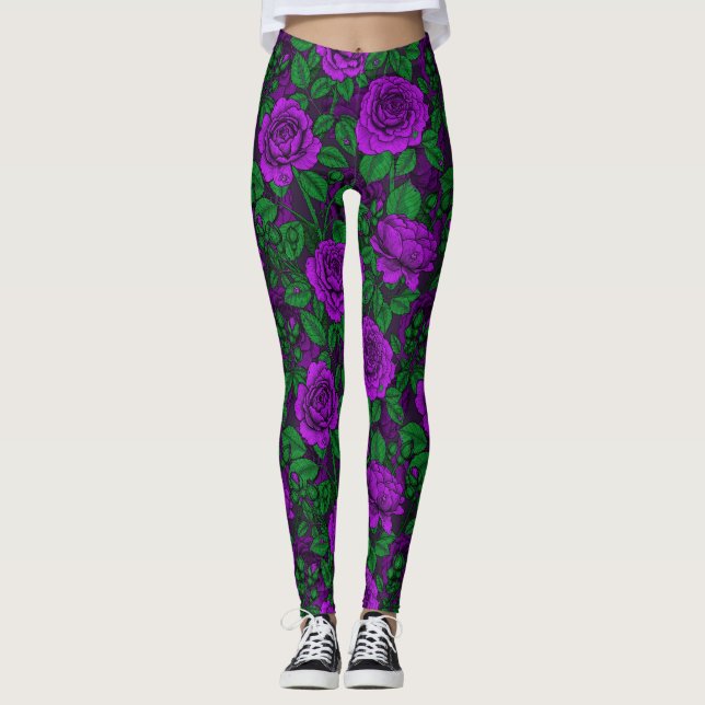 Purple Roses Leggings (Vorderseite)